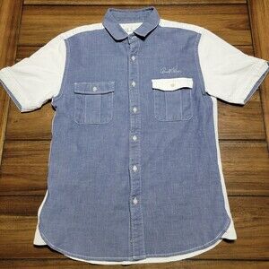 Arnold Palmer Classic Style SS Full Button Ladies Shirt Blue & White - Size 2